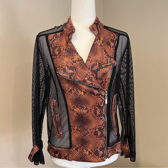 NWOT ALBERTO MAKALI Women’s Jacket / Black Mesh Snakeskin Print / Size: Medium - Picture 7 of 11
